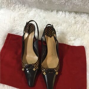 Louis Vuitton Black and Brown Checkered Heels